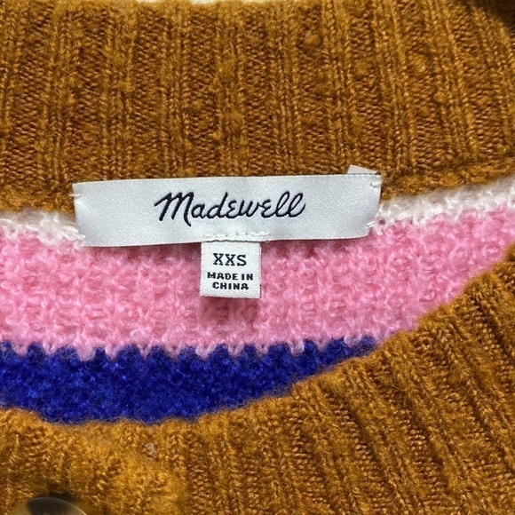Madewell XXS Colorful Striped Cardigan Button Wool Blend Springview Card… - Picture 3 of 9
